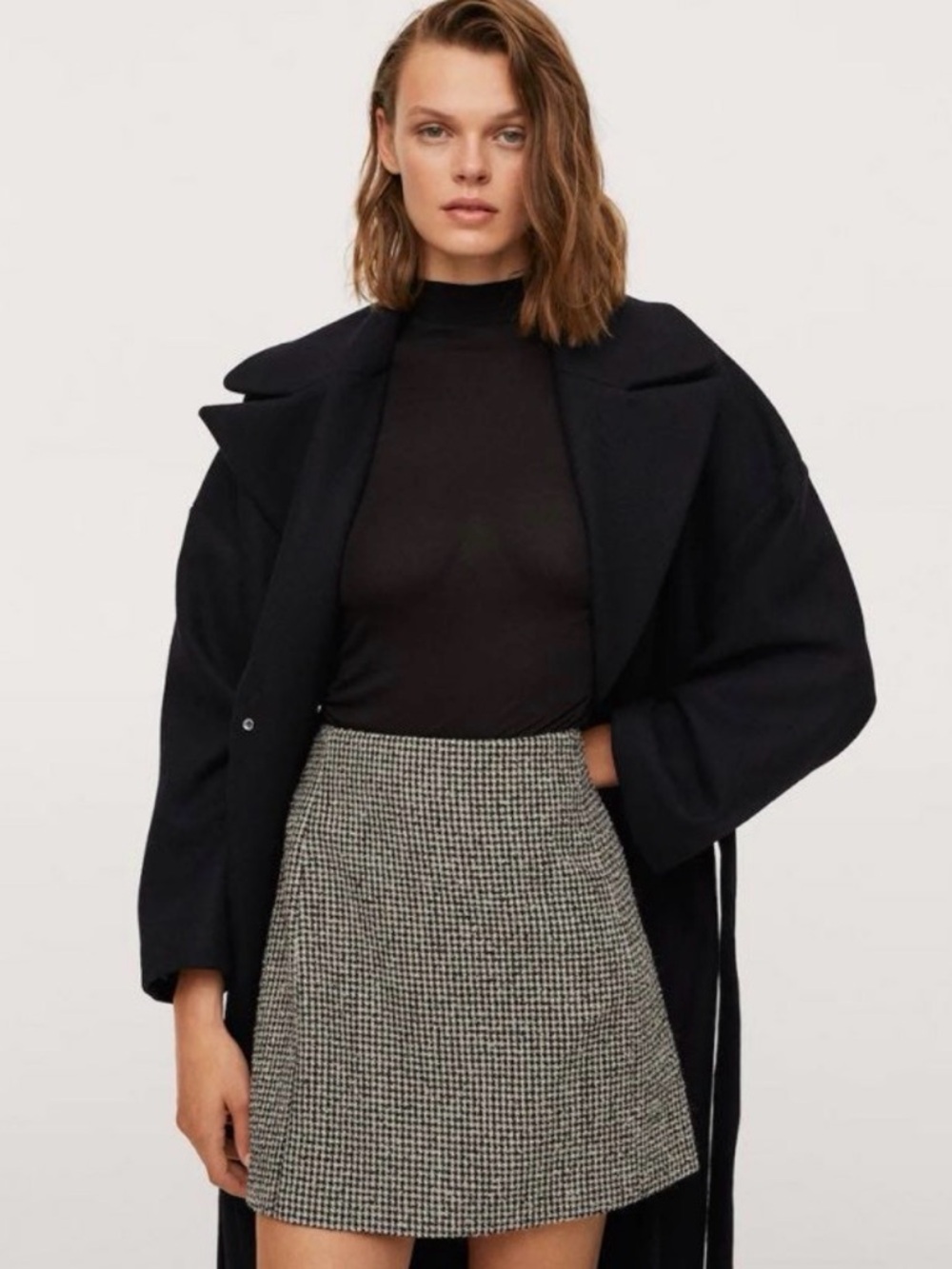 Mango Tweed Houndstooth miniskirt
